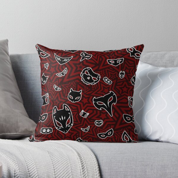 Persona 5 Phantom Thieves Mask Pattern Throw Pillow RB0307 product Offical persona Merch